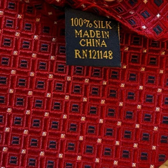 NWT Club Room 100% Silk Red Tie Polka Dot - Picture 6 of 6